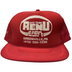 VTG 1980s Gas Tank Renu Trucker Hat Capital Caps Made Philippines Snapback
