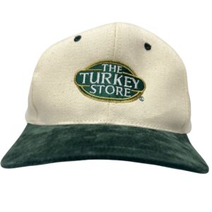 Vintage 90s The Turkey Store Promo Strapback Hat Green Suede Bill Dad Cap OS