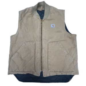 VTG 90s Carhartt V01 Duck Canvas Quilt Lined Vest Brown Workwear Grunge Large