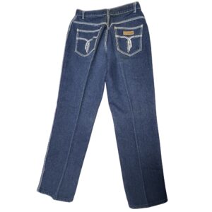 Vintage 80s PS Gitano High Waist Jeans Blue Denim White Contrast Stitch Sz 12