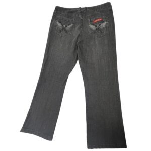 Vtg Sasson Jeans Black Gray Rhinestone Glitter Embellished Pocket