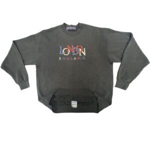 Vintage 90s London England Crewneck Sweatshirt Screen Stars FOTL Embroidered BLK