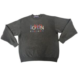 Vintage 90s London England Crewneck Sweatshirt Screen Stars FOTL Embroidered BLK