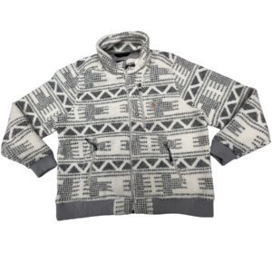 Carhartt Women's XL Sherpa Fleece Jacket Gray Aztec Geometric Full Zip OJ3913-W