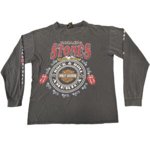 90s Rare VTG Harley Davidson x Rolling Stones Rock & Roll America LS Tee Brockum Worldwide Made in USA