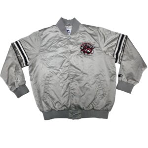 Starter Toronto Raptors Satin Jacket Silver Dino Logo Hardwood Classics NBA GIII