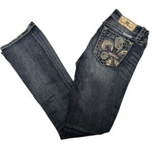 Y2K Miss Me Signature Bootcut Jeans JP8839B Women's 27 Fleur De Lis Paisley Flap