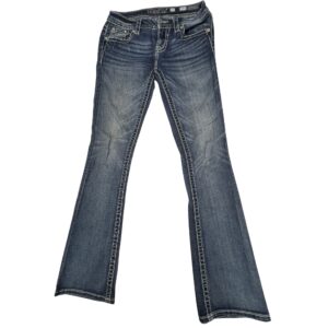 Y2K Miss Me Signature Bootcut Jeans JP8839B Women's 27 Fleur De Lis Paisley Flap