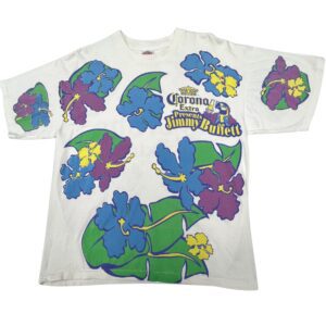 Rare 90s Vintage Corona Extra Jimmy Buffett Floral AOP T Shirt Alstyle AAA USA