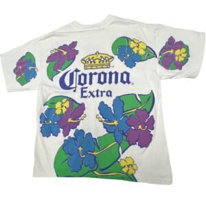 Rare 90s Vintage Corona Extra Jimmy Buffett Floral AOP T Shirt Alstyle AAA USA
