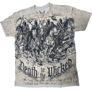 Vintage Y2K Apprime Death To The Wicked AOP T Shirt Affliction Style Grunge L