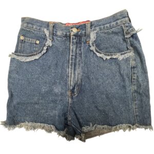 90s VTG No Excuses Denim Shorts High Rise Cutoff Frayed Hem Femme Fatale 11/12