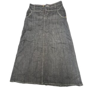 00s Vintage Y2K Black Denim Maxi Skirt Size 28 Embroidered Pocket StyleJ