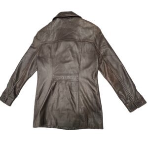 2000s Vintage Danier Brown Leather Car Coat Jacket Women's XS Y2K Distressed