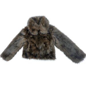House of Harlow 1960 Faux Fur Jacket Women XS Brown Cropped Plush Nicole Richie
