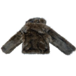 House of Harlow 1960 Faux Fur Jacket Women XS Brown Cropped Plush Nicole Richie