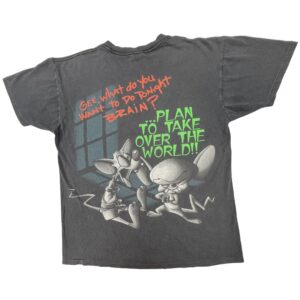 90s Vtg Pinky and the Brain Double Sided Animaniacs Delta Single Stitch USA Tees