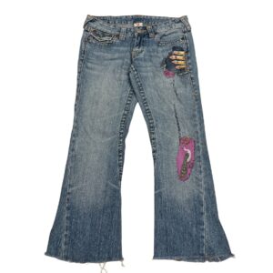 Y2K GODDESS VIBES! True Religion Woodstock Patchwork Flare Jeans - Made in USA Sz 28