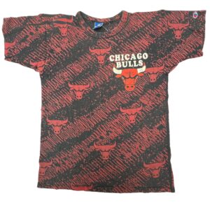 Vintage 90s Chicago Bulls Champion All Over Print T Shirt L USA Made NBA AOP