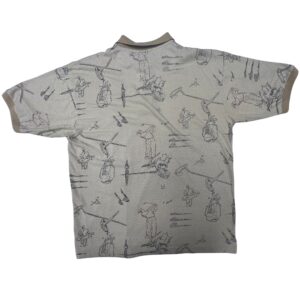 90s VTG Givenchy Activewear Golf Polo Shirt L Beige All Over Print AOP Novelty