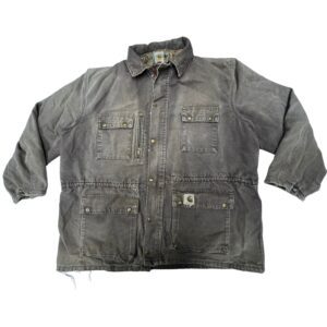 Vintage Carhartt Work Jacket Distressed Sun Faded Espresso Canvas Workwear Coat