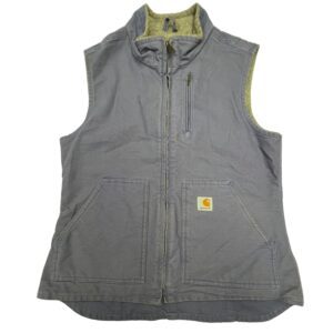 Vintage Carhartt WV001 BDK Sherpa Lined Vest M Blue Dusk Sandstone Duck Workwear