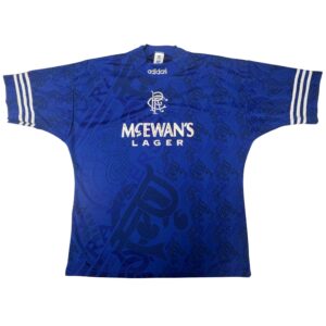 VTG 1994-96 Rangers FC Home Football Shirt Adidas McEwan's Lager Jersey 44/46 UK