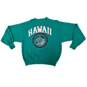 90s Vintage University of Hawaii Crewneck Sweatshirt XL Ultra Sweats USA Made Teal