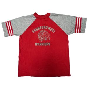 VTG 70s 80s Velva Sheen Rockford West Warriors Raglan Shirt M USA Single Stitch