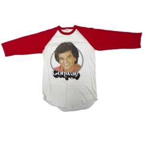 Vintage 80s Conway Twitty Screen Stars T Shirt L Raglan 3/4 Sleeve Single Stitch