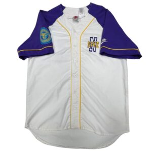 Vintage 90s Nike Silver Tag Baseball Jersey M Purple White Goddess of Victory