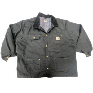 VTG Carhartt C001 BLK Black Duck Chore Coat Blanket Lined 3XL Regular Workwear