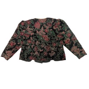 Vintage 90s Another Thyme Velvet Floral Jacket Gold Trim Whimsigoth Party Blazer