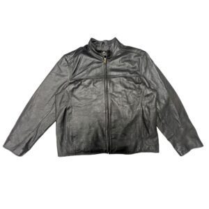 Vintage Dockers Men’s XL Black Leather Jacket Quilted Liner Bomber Moto Y2K