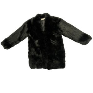 Artisan De Luxe Black Shaggy Faux Fur Coat Jacket Womens S Mob Wife Boho Y2K