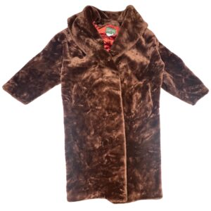 VTG Captivity Monarch Faux Fur Coat Women's Brown Shaggy 70s 80s Glam Max Length