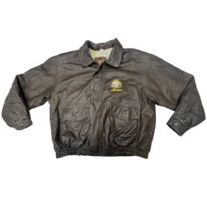 Vintage NAHC Life Member Leather Jacket Map Lining Distressed Flight Bomber coat