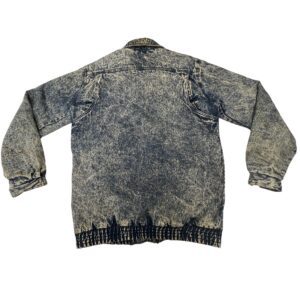 Vintage 80s Round Table Sportswear Acid Wash Denim Sherpa Lined Bomber Gorpcore