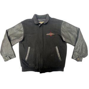 VTG North End Fleet Canada Wool Leather Varsity Jacket Men's M Black Bomber Y2K