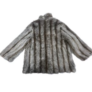 Vintage 70s 80s Faux Fur Coat Women Striped Shag Jacket Made USA Boho Glam Retro