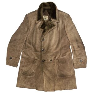 70s Montreal Leather Garment Suede Jacket Mens Camel Faux Fur Collar Made Canada