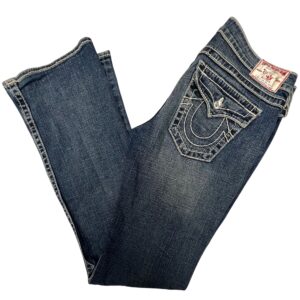True Religion Disco Becky Big T Jeans Women's 29 Crystal Button Bootcut Flare Y2K