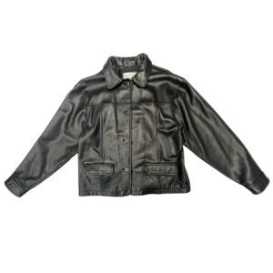 Vintage Brandon Thomas Black Leather Jacket Mens M 90s Trucker Minimalist Grunge