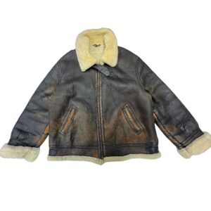 Vintage Cabela's B-3 Style Leather Bomber Jacket Brown Shearling Lined Turkey