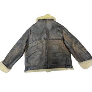 Vintage Cabela's B-3 Style Leather Bomber Jacket Brown Shearling Lined Turkey