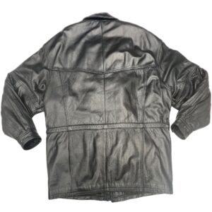 Vintage Timberbay by Moore's Men's Black Leather Jacket XL Quilted Plaid Lined