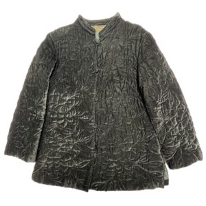 VTG 60s Swatow Drawn Work Silk Velvet Quilted Jacket Hong Kong Frog Closure S/M