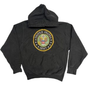 Vintage Y2K Steve & Barry’s US Army Reverse Weave Hoodie Sweatshirt Black Mens L