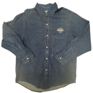 VTG 90s Hard Rock Cafe Sydney Save The Planet Denim Button Up Shirt L 44 110cm