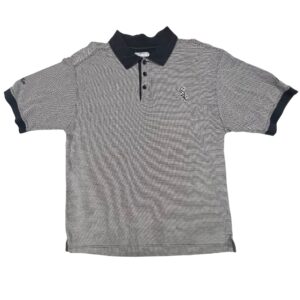 VTG 90s Starter Chicago White Sox MLB Polo Shirt Black White Knit Embroidered L